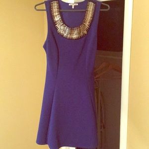 Blue fit and flare dress